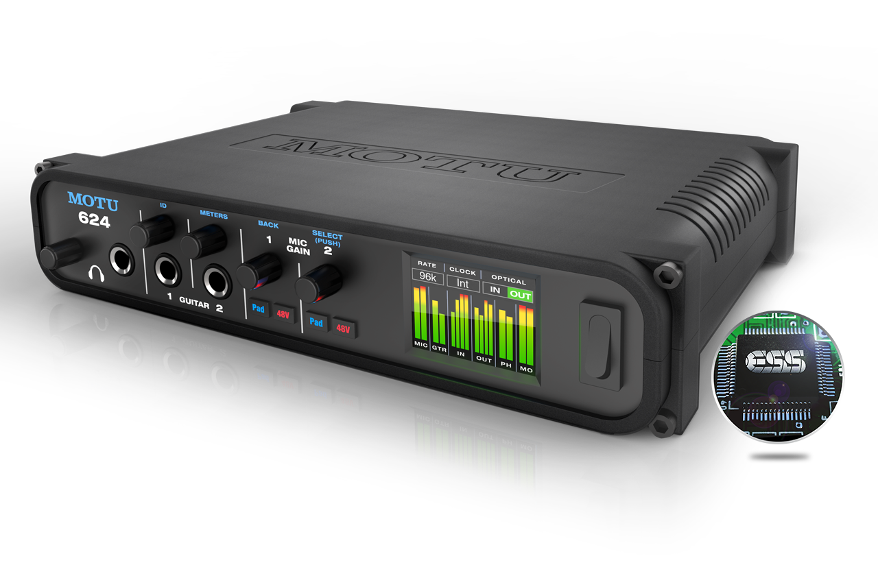 Audio Interfaces (Thunderbolt / AVB / USB)16x16 TB/USB3 I/O with 2 mic in, 4x6 analog, optical, DSP & networking - MOTU -- 624